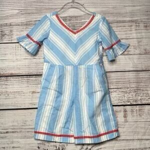 Janie and Jack Striped Blue and White Pants Romper
